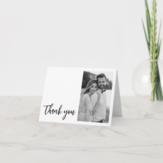 💍 Minimalistisk Elegant med foto Tack Kort (Framsida)