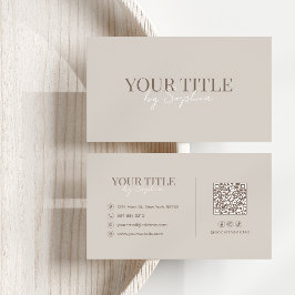 Minimalistisk Elegant Modern Beige Neutral QR-kod Visitkort
