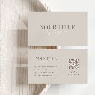 Minimalistisk Elegant Modern Beige Neutral QR-kod Visitkort