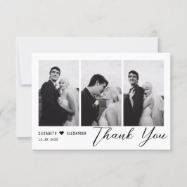 Minimalistisk Elegant Modern Bröllop 4-bilder i sk Tack Kort