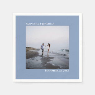 Minimalistisk Elegant Modern Dusty Blue Bröllop Ph Pappersservett