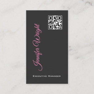 Minimalistisk elegant modern grått-vanlig QR-kod Visitkort