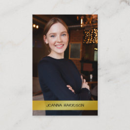 Minimalistisk Elegant Modern Guld Band Photo Europ Visitkort