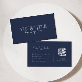 Minimalistisk Elegant Modern Marinblå QR-kod Visitkort