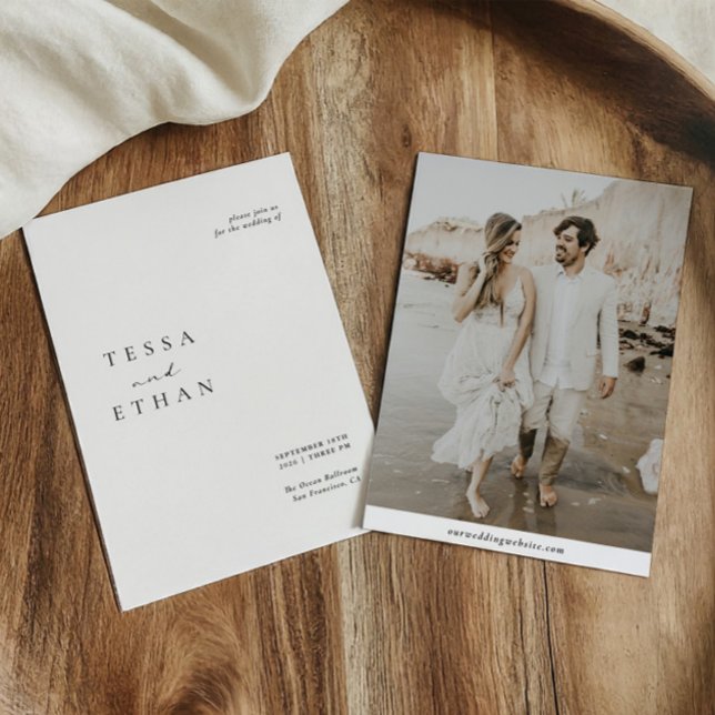 Minimalistisk Elegant Modern Photo Bröllop Inbjudningar (Minimalist Elegant Modern Photo Wedding Invitation)