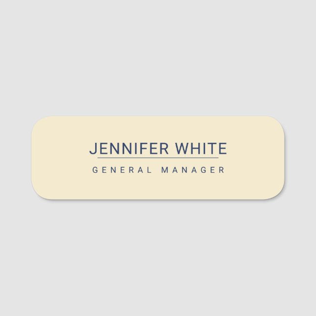 Minimalistisk Elegant Modern Plain Namnbricka (Framsida)