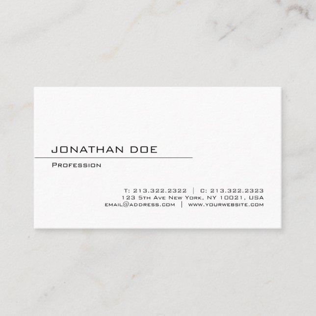 Minimalistisk Elegant Modern Professionell Plain Visitkort (Framsida)