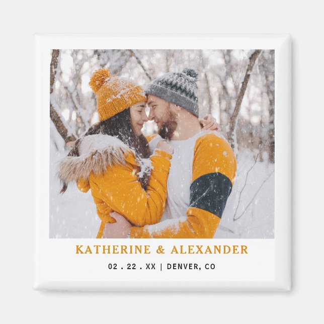 Minimalistisk Elegant Modernt Foto Spara Datum Magnet (Framsidan)