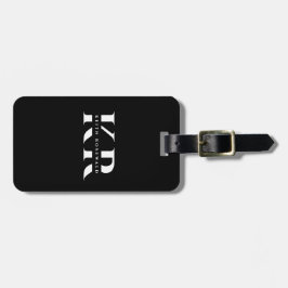 Minimalistisk Elegant Monogram Black and White Tra Bagagebricka
