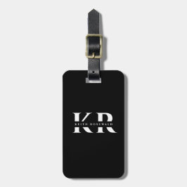 Minimalistisk Elegant Monogram Black and White Tra Bagagebricka