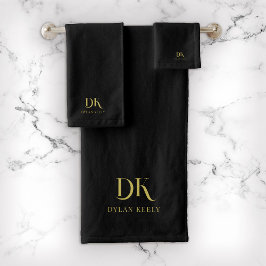 Minimalistisk Elegant Monogram Black Guld Snyggt