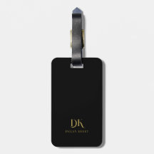 Minimalistisk Elegant Monogram Black Guld Snyggt