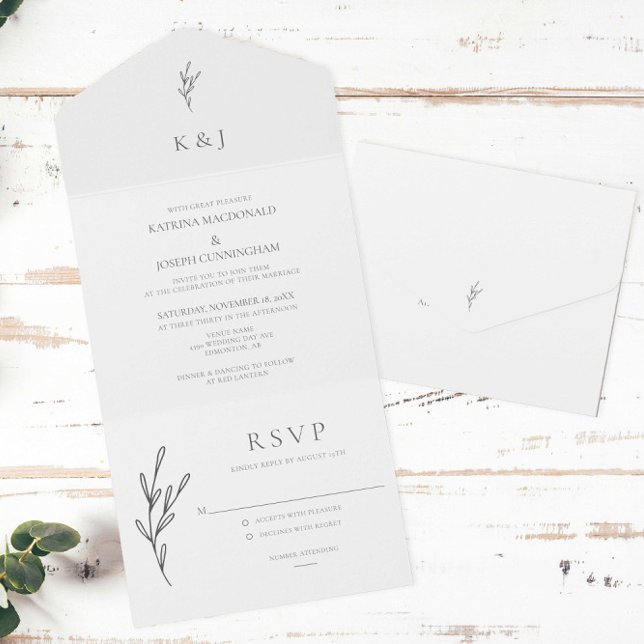 Minimalistisk Elegant Monogram Bröllop Black White (Skapare uppladdad)