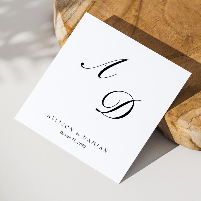 Minimalistisk Elegant Monogram Bröllop Pappersservett (Minimalist Elegant Monogram Wedding Napkins)