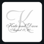 Minimalistisk Elegant Monogram enkel bröllopsförmå Fyrkantigt Klistermärke<br><div class="desc">Kramla på bröllop-planerna tidigt den här gången. Gamle farbror Sarah har ingen sak att klaga över om han inte får en av de här klassklistermärkena. Enkelhet i bästa fall. Elegant och sofistikerad design. 3d Monogramtext för studenten, årsdag eller bröllopsfest. Monogram, text, data och par namn är lätta att byta till...</div>