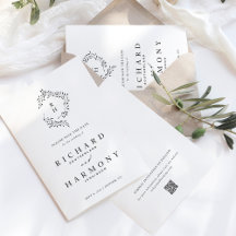 Minimalistisk Elegant Monogram Löv utandning Bröll