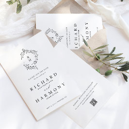 Minimalistisk Elegant Monogram Löv utandning Bröll Spara Datumet