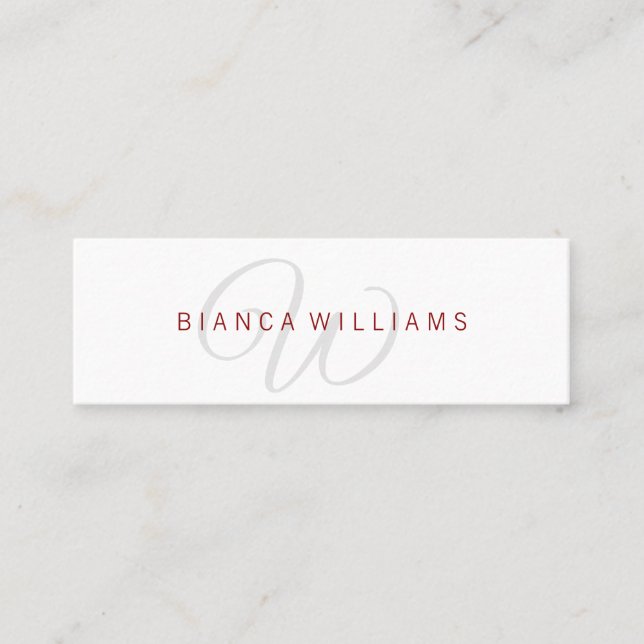 Minimalistisk Elegant Monogram Mini Visitkort (Framsida)
