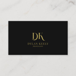 Minimalistisk Elegant Monogram Modern Black Guld Visitkort