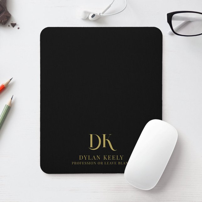Minimalistisk Elegant Monogram Modern Black Snyggt Musmatta (Skapare uppladdad)