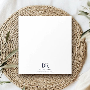 Minimalistisk Elegant, monogram Mörk, blå Snyggt Anteckningsblock