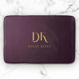 Minimalistisk Elegant Monogram Mörk Red Guld Snygg Badrumsmatta