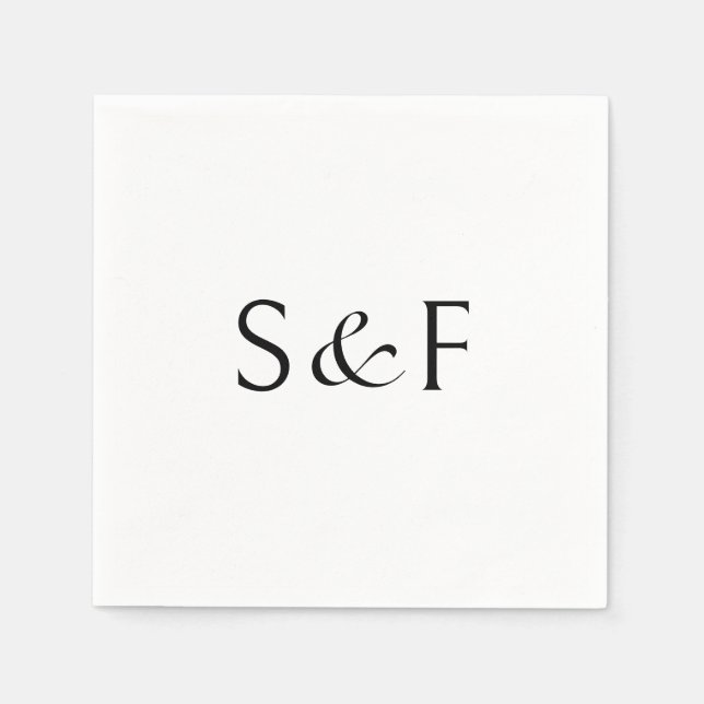 Minimalistisk Elegant Monogram Skript Bröllop Pappersservett (Framsidan)