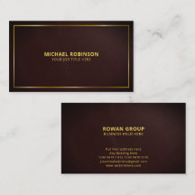 Minimalistisk Elegant Mörkbrun Läder Guld Ram
