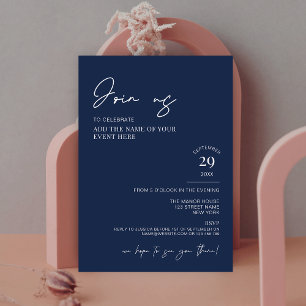 Minimalistisk elegant Navy Blue Corporate Event Inbjudningar