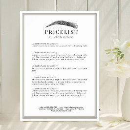 Minimalistisk Elegant Ögonbrynssalong Prislista Poster