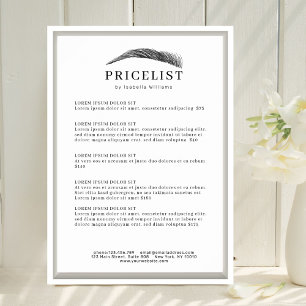 Minimalistisk Elegant Ögonbrynssalong Prislista Poster
