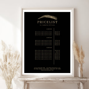 Minimalistisk Elegant Ögonbrynssalong Prislista Poster