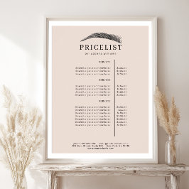 Minimalistisk Elegant Ögonbrynssalong Prislista Poster
