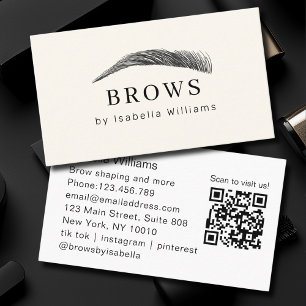 Minimalistisk Elegant Ögonbrynssalong QR-kod Visitkort