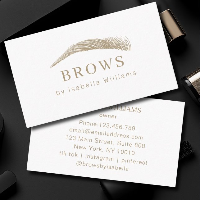 Minimalistisk Elegant Ögonbrynssalong  Visitkort (Minimal Elegant Eyebrow Salon Business Card)