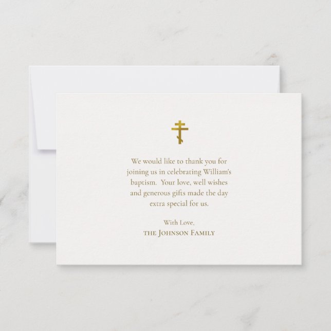 Minimalistisk Elegant Ortodox Christian Baptism Tack Kort (Framsida)