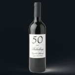 Minimalistisk Elegant på 50 års födelsedag, Monogr Vinflaska Etikett<br><div class="desc">50-årsdag Monogram-märkning med minimal Elegant Vin</div>