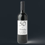 Minimalistisk Elegant på 50 års födelsedag, Monogr Vinflaska Etikett<br><div class="desc">50-årsdag Monogram-märkning med minimal Elegant Vin</div>