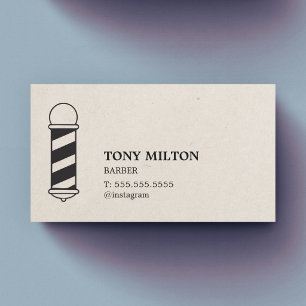 Minimalistisk Elegant Pappersstruktur Barberstolpe Visitkort