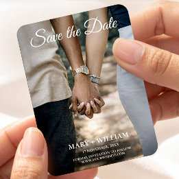 Minimalistisk Elegant Par Foto Spara Datum Magnet