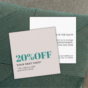 Minimalistisk Elegant Pastel Beige Grönt Salon Sho Rabattkort
