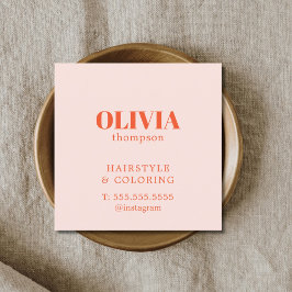 Minimalistisk Elegant Pastell Djärv Frisör Fyrkantigt Visitkort