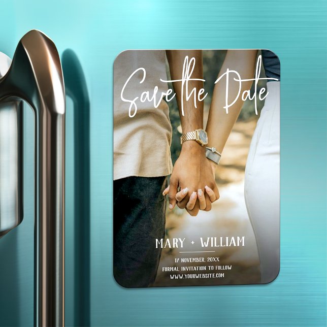 Minimalistisk Elegant Photo Bröllop spara datum Magnet (Skapare uppladdad)