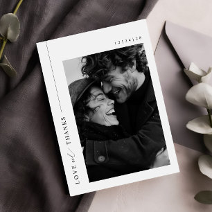 Minimalistisk Elegant Photo Bröllop Tack Kort