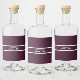minimalistisk Elegant Plommon Purpur och Vita Ränd Spritflaskor Etikett