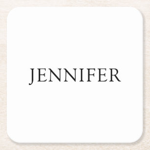 Minimalistisk Elegant Professionell Namn Fyrkantig Underlägg Papper Kvadrat