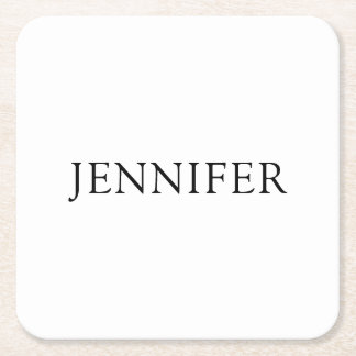 Minimalistisk Elegant Professionell Namn Fyrkantig Underlägg Papper Kvadrat