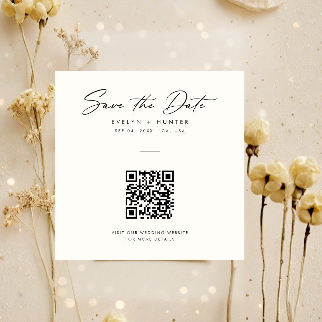 Minimalistisk Elegant QR-kod Bröllopswebbplats Fyr Spara Datumet (Skapare uppladdad)