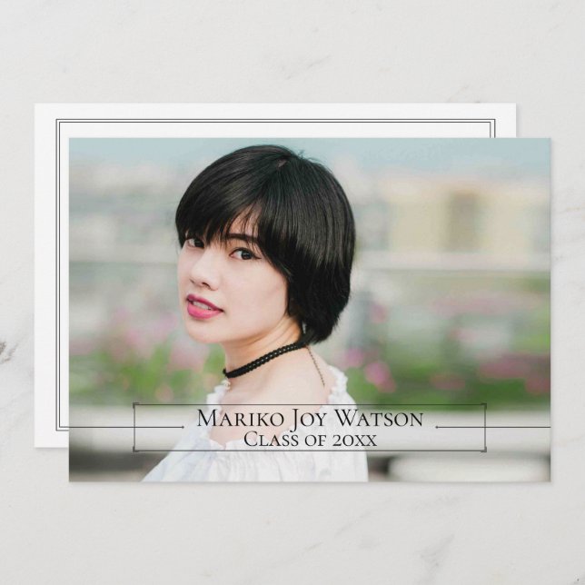 Minimalistisk Elegant Ram med pilar Studenten Inbjudningar (Fram/baksida)