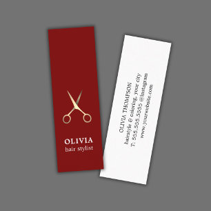 Minimalistisk Elegant Red Faux Guld Sissors Hair Mini Visitkort